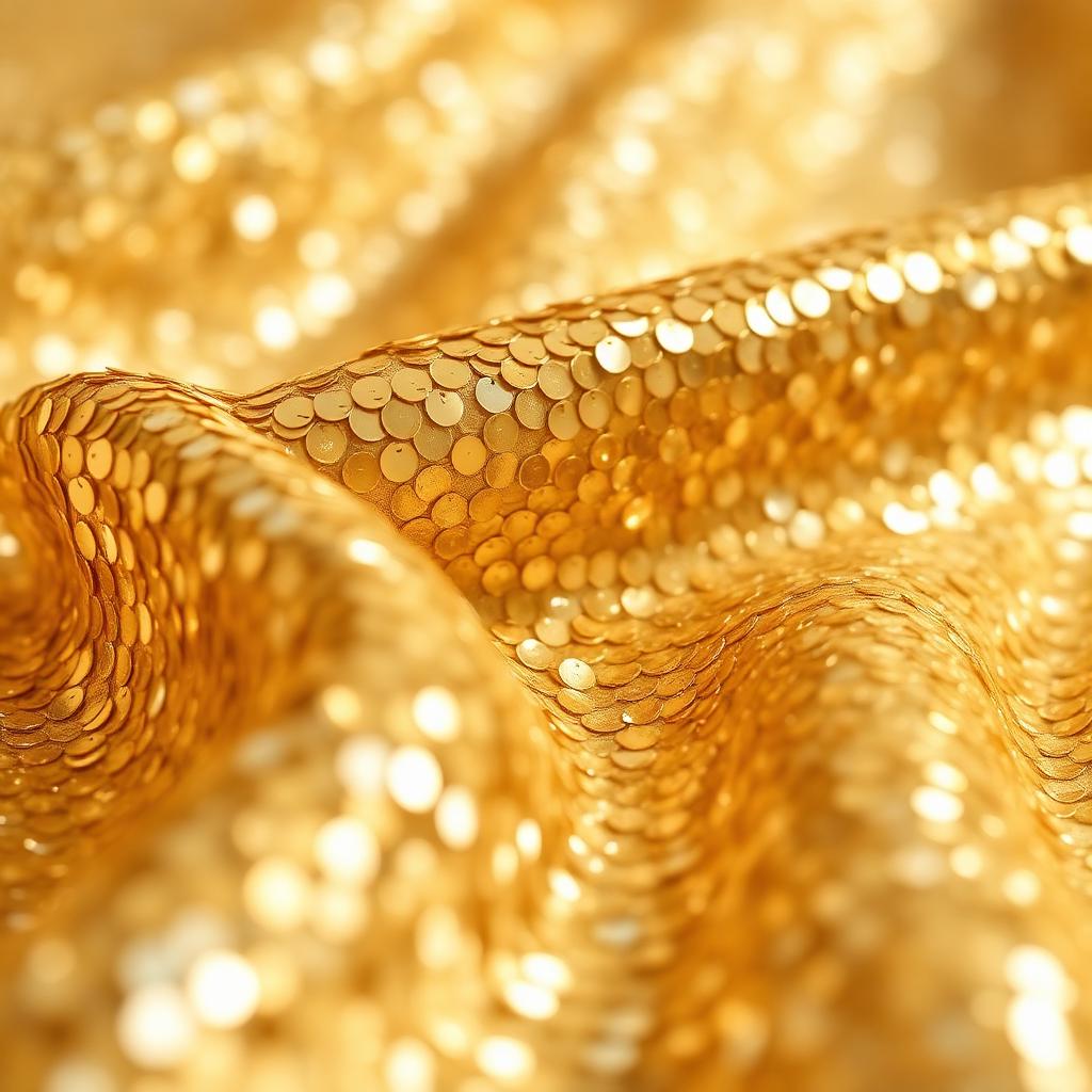 Close-up of gold sequin fabric
